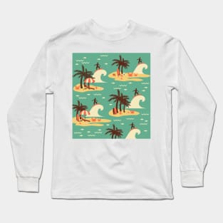 The Surfing Cartoon Illustration 2 Long Sleeve T-Shirt